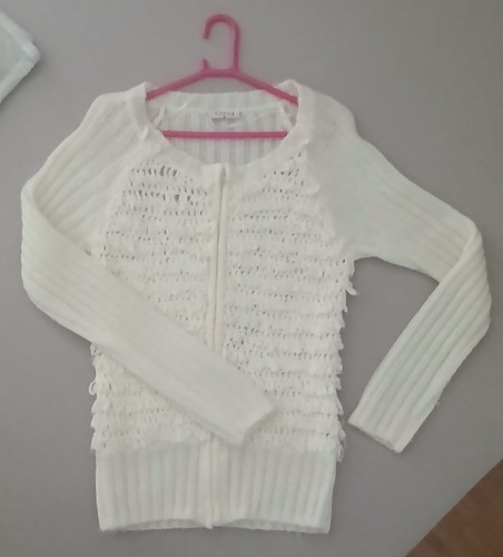 Strickjacke creme weiß - weiß, zottel
