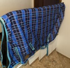 Regendecke Horse Friends von Loesdau Blau Kariert Größe 155 Cm 200 oder 300 G