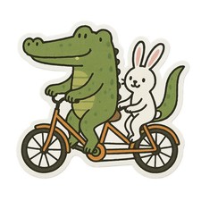 Krokodil und Kaninchen 9x9 cm