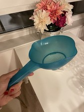 Tupperware Sieb Handsieb mit Griff Türkis Goldregen Abtropfsieb Abseihsieb Sieb