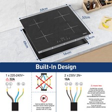 Induktionskochfeld Kochfeld Glaskeramikkochfeld Induktion autark 60 cm 4 Zonen