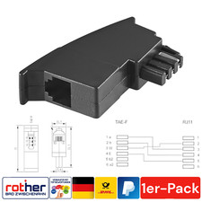 Telefon-Adapter TAE F-Stecker > RJ11 (6P4C) Kupplung (1er-Pack)