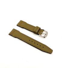 FLUCO Echtleder Uhrenarmband „Pilot “ 21 mm Olive, Made in Germany ✈️