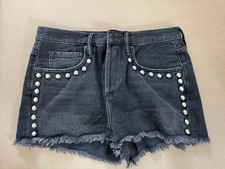 All Saints Allsaints Jeans Short  Heidi Schwarz used mit Nieten Damen Gr. 27