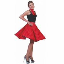 Rock 'n Roll Kostüm für Damen Gr. 36-44 Tellerrock rot Fasching