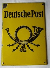 rares Original Emailleschild Deutsche Post Posthorn 42x30 cm um 1950 (143455)