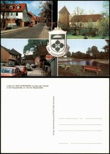 Dorfmark-Bad Fallingbostel Mehrbild-AK  Straßen, Kirche, Autos 1980