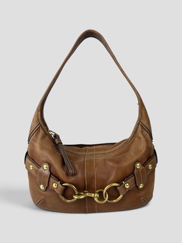 Coach studded leather bit hobo - coach,