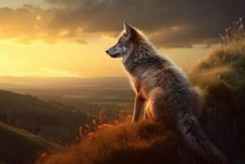 Wandbild wolf auf dem - wandbild:, hügel