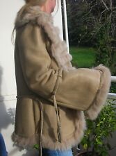 *FAN Leather* Exklusive Design Leder Jacke Lammfell beige Gr. M