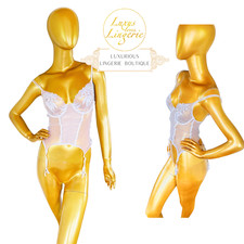 LINGERIE LACE CORSAGE by Wolford 70B S white weiß Transparent Spitze Strapse