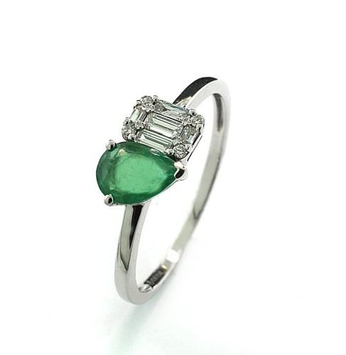 Smaragd diamant brillant ring - diamant,