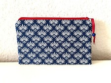 Flache Schminktasche Kosmetik Blüten blau weiß rot 22x13 cm selbstgenäht