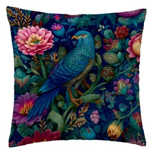 Kissen Bezug Samt 45 cm floral Vogel Tropical Geschenk wie Kaeppel Deko Taube