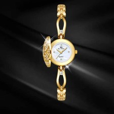 Weihnachtsgeschenk - Luxus Damenuhr Blume Quarz Diamant Steinbesatz Design