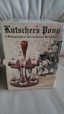 Kutscher's Pony 6Schnapsgläser mit Holzständer Neu Vintage