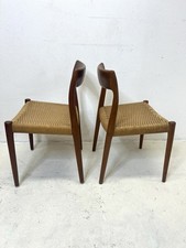 2 x Modell 77 Esszimmerstühle, Teak Papercord Niels O. Møller für J.L. Møllers