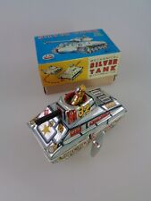 Mechanical Silver Tank with Turn Action N0. 10028- Japan - Blechspielzeug (6148)