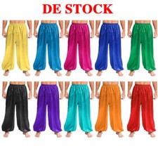 DE Herren Aladinhose Lang Haremshose Pumphose Satin Hose Halloween Kostüm Hosen