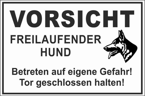 Schild vorsicht freilaufender - schild,