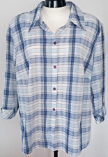 Hemdbluse "Chalice Collection" - blau/kariert - Gr. ca. 46/48 (Maße Foto)