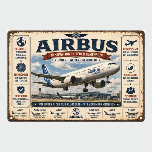 Blechschild airbus flugzeug - blechschild,