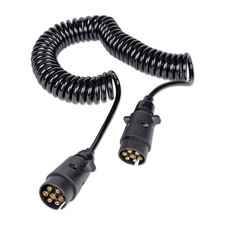 Spiralkabel 5m 12V 7pol Stecker PKW LKW Anhängerkabek Wohnwagen Verlängerung