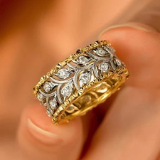 Goldener Ring - Vintage Two Town Design Gold & Silber - Damen - 14k vergoldet
