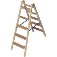 Krause 818324 Stabilo Stufen/Sprossen-Doppelleiter, Holz, 2x5 Stufen
