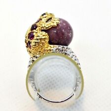 Rubin Chromdiopsid Saphir Rhodolith Ring Silber Bicolor vergoldet 15,3 mm (48)