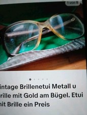 Brillenetui Metall Vintage mit alter Brillemit Gold am Bügel Komplett mit Brille