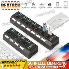 USB 3.0 4/7 Port Hub Aktiv mit Netzteil Verteiler USB Für Windows Laptop PC DE