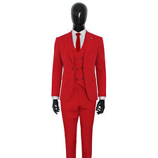 Slim Fit Herrenanzug mit Weste in Rot-Anzug,Smoking,Bühne,Hochzeit