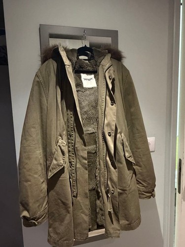 Yves salomon khaki pelzbesatz - khaki,