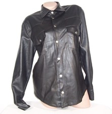 schönes Damen Kunstlederhemd, Bluse von FRILIVIN, Farbe Schwarz, Größe S ( M )