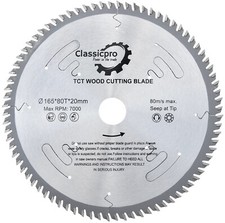 165 mm TCT-Sägeblatt 80 Z 20 mm/16 mm Bohrung für Holz – Präzisions- & Feinschnitt UK