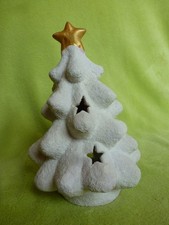 Weihnachtsbaum - Windlicht -Keramik- weiß matt - Standfigur 22x15cm Weihnachten