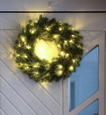 LED Tannenkranz Türkranz Dekokranz Advent beleuchtet Timer Batterie Außen 40cm