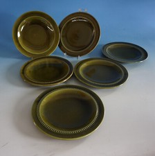 Höganäs Keramik Old Hoganas 6 Kuchenteller Teller grün Schweden 50er (0524-088)
