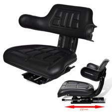 Traktorsitz Staplersitz Treckersitz Rasentraktor mit Rückenlehne Schwarz Stahl