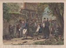 kolorierter Holzstich Die