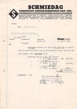 Schmiedag Gesenkschmieden - Hagen - 1937 - Historische Rechnung ~21x29cm