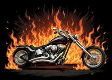 Motorrad Kunstdruck Biker