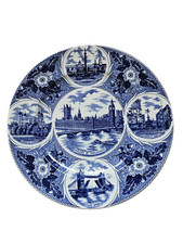 London Wandteller – Blau-Weiß – Tower Bridge Big Ben Westminster – 25 cm