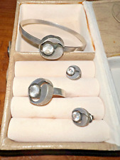 DESIGNER KARL LAINE Finnland: Ohrringe, Ring, Armreifen, 925 Silber Bergkristall