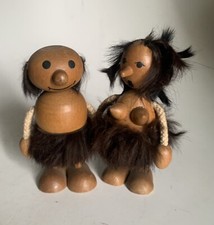 Vintage Paar Steinzeit Neandertaler Figur Mann Frau 60er Jahre midcentury