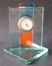 Glas - Tischuhr aus dem Glasdorf WEINFURTNER - Bayerischer Wald - Neue Batterie