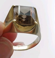 585 Gold Ring Rauchtopas Rauchquarz 14 Karat 70er Cocktailring Nachlass Herbst