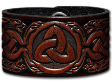 Lederarmband 40M Trinity mit Keltischen Drachen (4) braun-antik mit Druckknopf