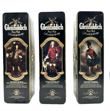 Glenfiddich Scotch Whisky Leere Blechdose 1970er Werbe-Set 3 Stück